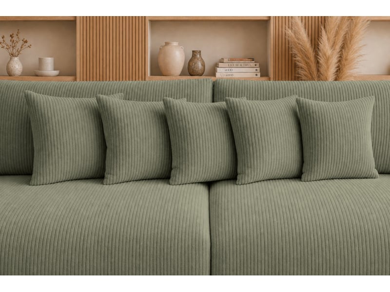  Suzie - canapé droit convertible petit velours côtelé 4 places vert  - Conforama E
