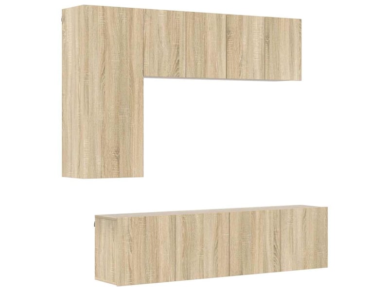  Unités murales tv 5 pcs chêne sonoma bois d'ingénierie  - Conforama A