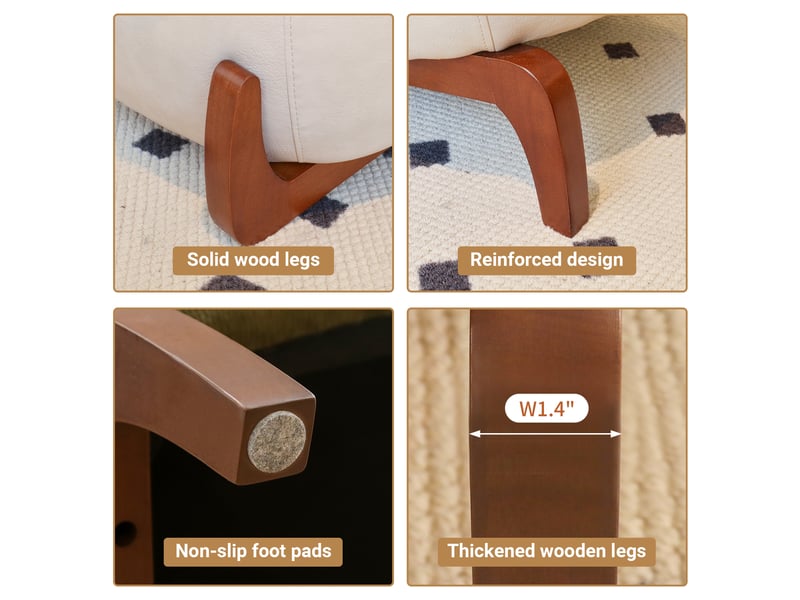  Fauteuil de lecture sans accoudoirs en simili-cuir, pieds en bois massif  - Conforama D
