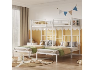 Lit superposé 90x200 cm <strong>NAHILIMI</strong>  <strong></strong> coloris blanc