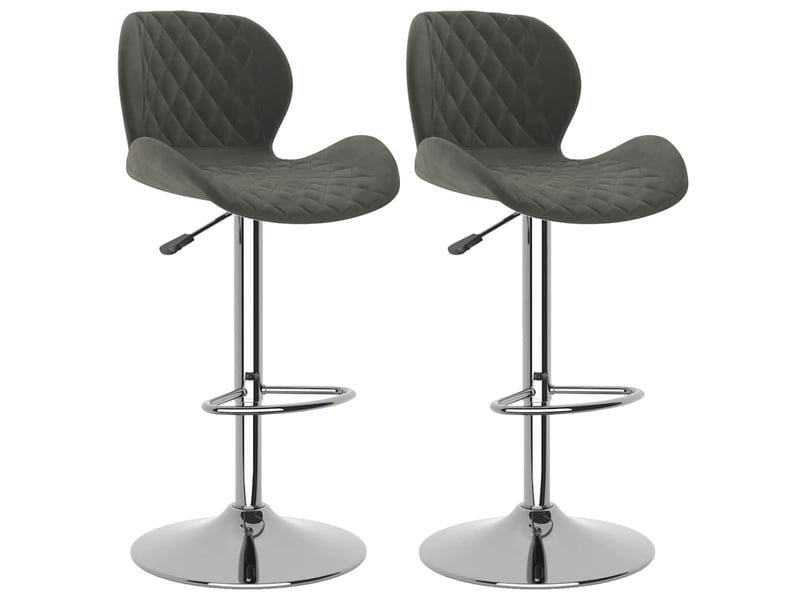 Lot de 2 tabouret de bar, chaise de bar gris foncé velours shl63672  - Conforama A