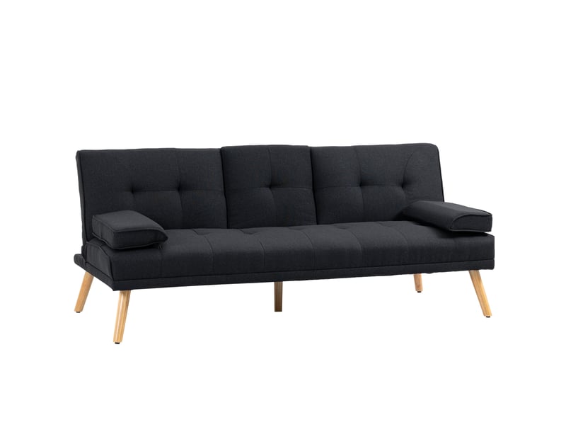  Canapé convertible ulevr 3 places 181 cm, dossier réglable 3 positions, table rabattable et porte-gobelets, polyester gris  - Conforama A