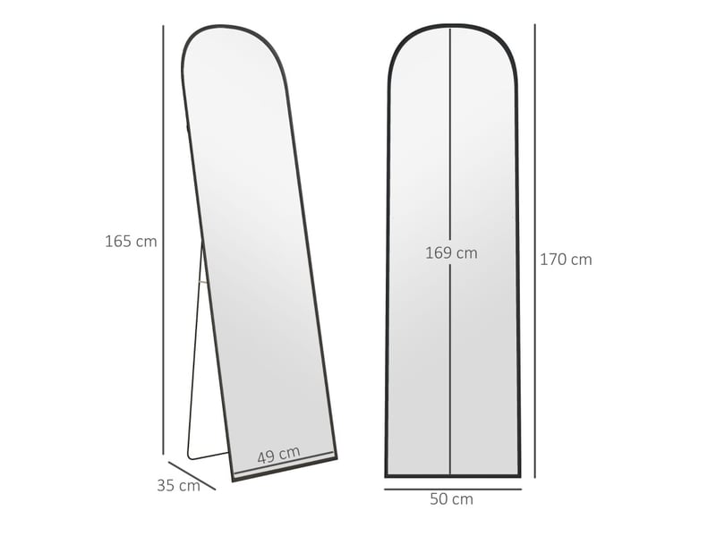  Miroir sur pied 169x49 cm arqué noir  - Conforama E
