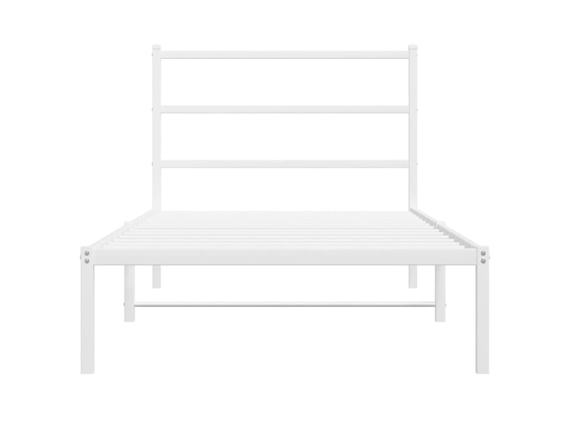  Lit simple- lit adulte -  cadre de lit métal sans matelas et tête de lit blanc 100x200 cm  - Conforama D