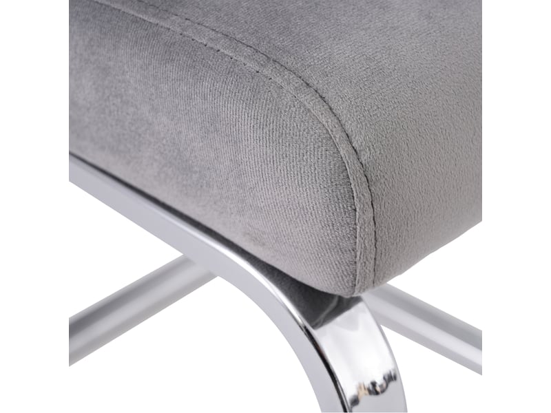  Chaises de salle à manger lot de 2 avec dossier capitonné  - pieds en métal argenté, velours gris  - Conforama E