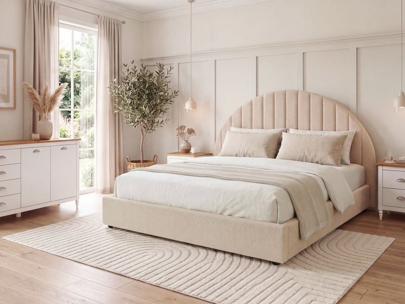  Lit ottoman chadenet bouclé beige clair 180 x 200 cm  - Conforama B