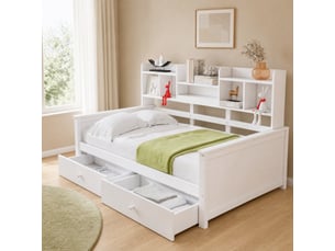 Lit avec rangement 90x200 cm <strong>HAUSS SPOLE</strong>  <strong></strong> coloris blanc