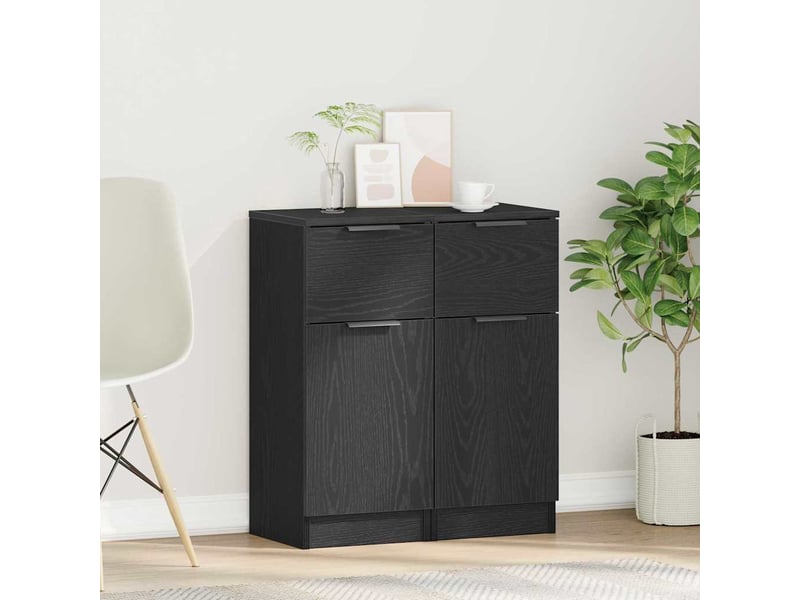  Buffet - bahut - meuble de rangement 2 pc chêne noir 30 x 30 x 70 cm bois d'ingénierie  - Conforama B