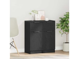 Buffet - bahut - meuble de rangement 2 pc chêne noir 30 x 30 x 70 cm bois d'ingénierie