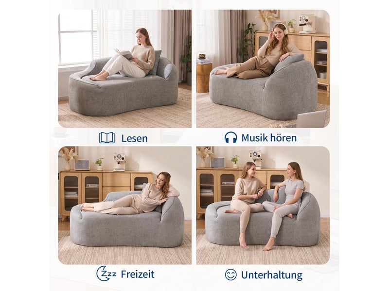 Méridienne 2 places en chenille gris clair avec coussin - Conforama E