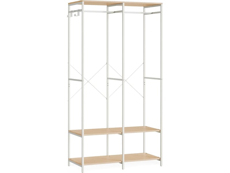  Armoire de rangement portable avec étagères et tringle 40 x 94,5 x 180 cm style moderne en aggloméré beige 12_0011401  - Conforama A