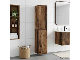 Cabinet salle de bain mural, meuble de rangement bois ancien 33x34.5x160 cm shl478