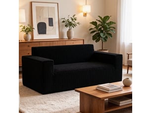 Canapé droit fixe <strong>NECHE</strong> <strong></strong> 2 places Velours côtelé noir