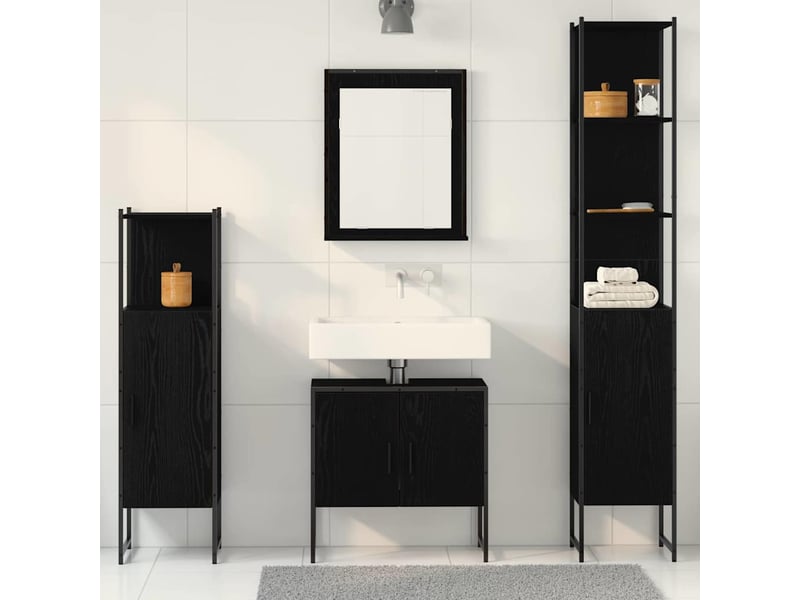  Ensemble de mobilier de salle de bain 4 pc noir cf64530  - Conforama D