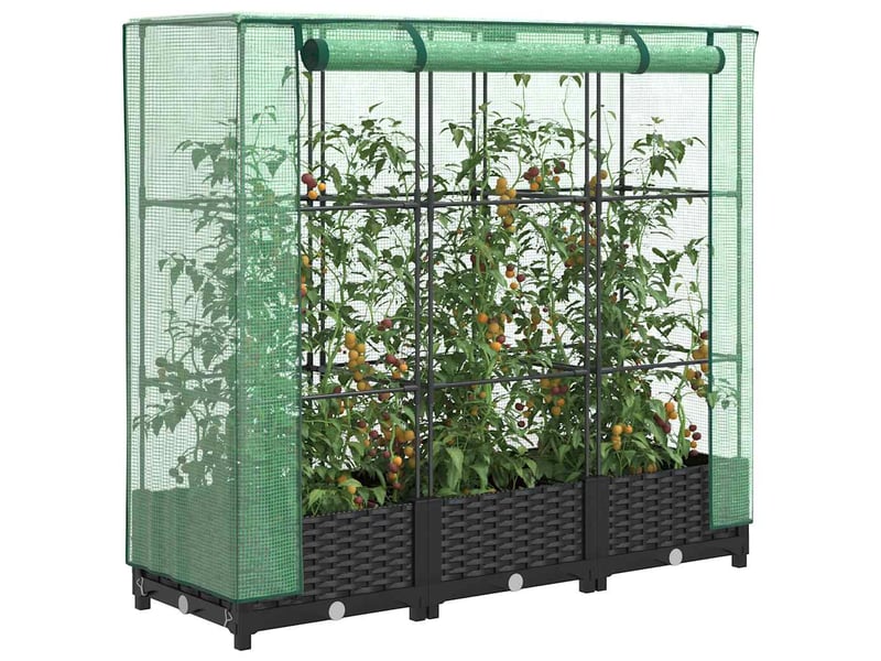  Jardinière - lit surélevé avec housse de serre aspect rotin 120 x 40 x 123 cm  - Conforama B