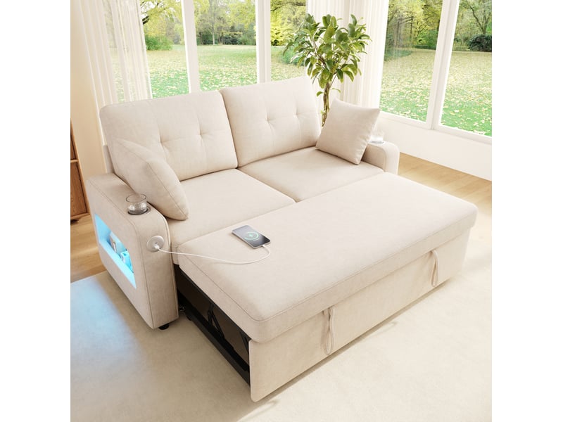 Canapé convertible 2 places avec couchage, led et rangements evryae - Conforama B
