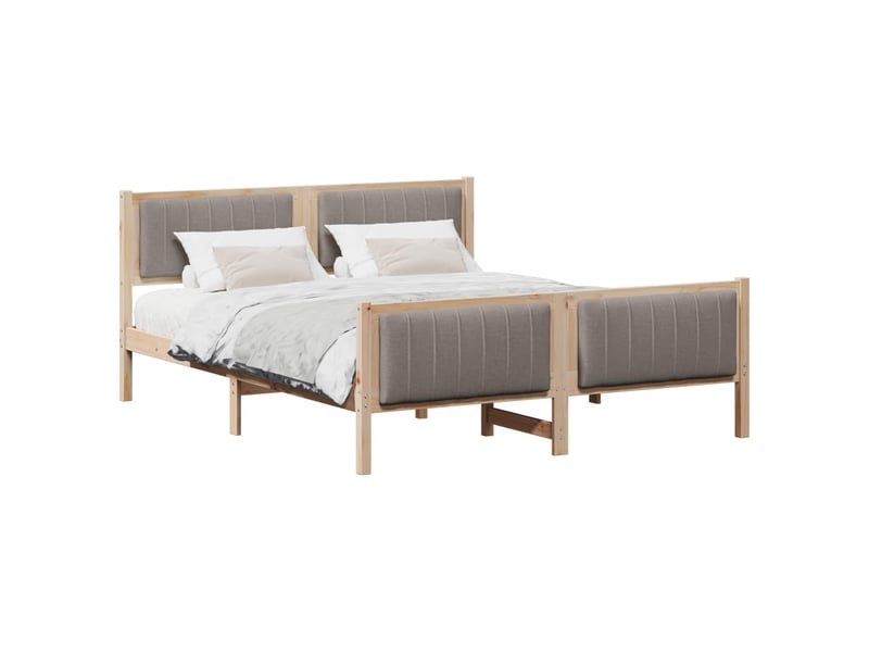  Lit double- lit adulte -  cadre de lit marron et taupe 160 x 200 cm bois massif en pin  - Conforama B