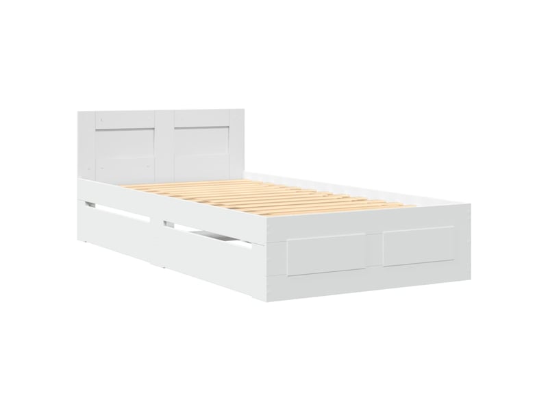  Lit simple- lit adulte -  cadre de lit avec tête de lit sans matelas blanc 100x200 cm  - Conforama B