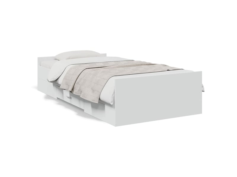  Lit simple- lit adulte -  cadre de lit avec tiroirs sans matelas blanc 100x200 cm  - Conforama A