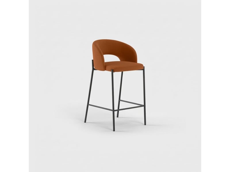 Lot de 2 tabourets de cuisine en tissu et métal avec repose-pieds nia - orange  - Conforama C