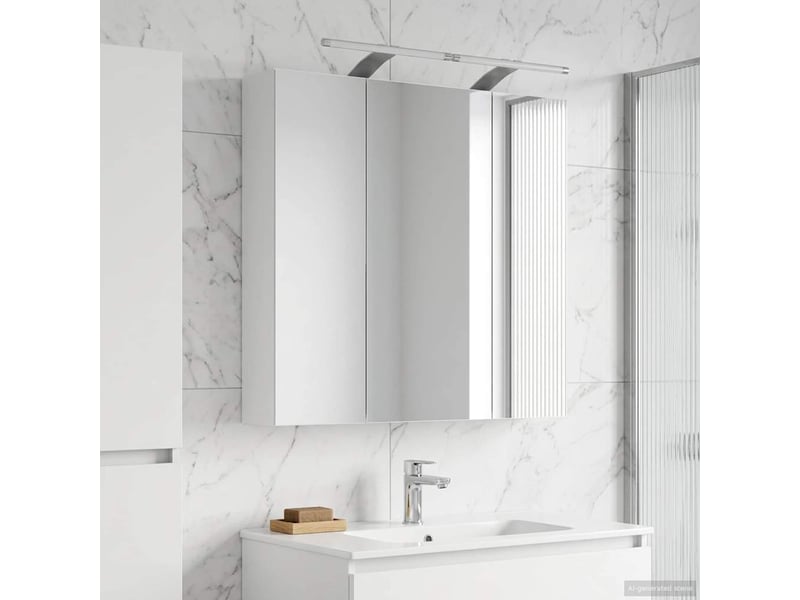 Armoire miroir salle de bain, meuble de rangement blanc 70x14.5x70 cm shl2252 - Conforama D