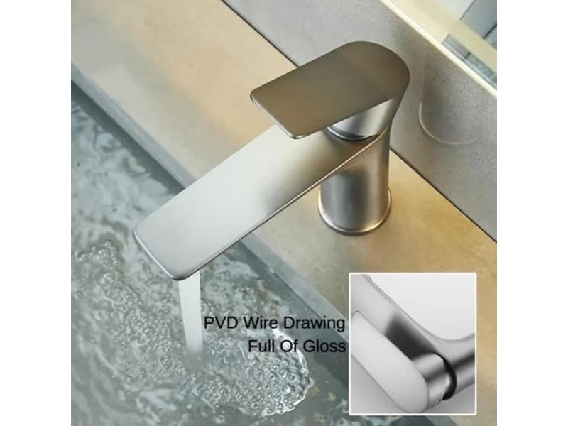  Robinet de lavabo à poignée unique – double commande eau chaudeeau froide – anti-éclaboussures – gris anthracite - hrc0000728tby HRC0000728TBY - Conforama E