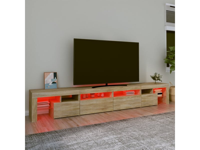  Meuble tv - banc tv - meuble de rangement avec lumières led chêne sonoma 260x36,5x40 cm  - Conforama E