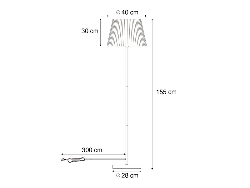 Lampadaire d'extérieur noir avec abat-jour en corde orange ip44 - virginia jayla  - Conforama C