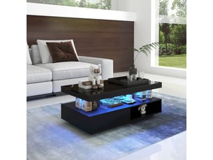 Table basse rectangulaire coloris noir <strong>MERAX</strong> <strong>table basse noir</strong> - 50 cmx95 cm