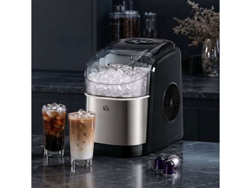  Machine à glaçons réservoir eau 1,7 l capacité réservoir glace 0,9 kg pelle et inclus panier 9 glaçons6-12minutes  - Conforama D