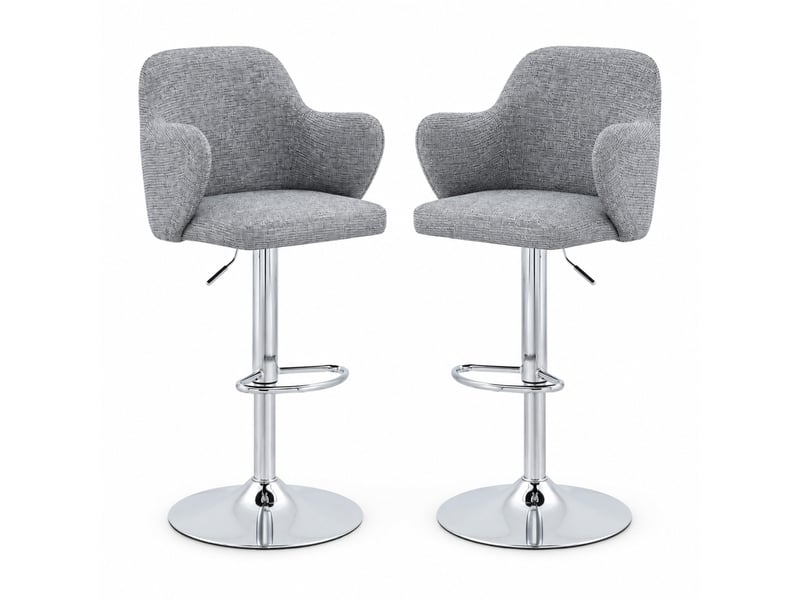  Tabourets de bar lot de 2 réglables et pivotants - lpospi - accoudoirs et repose-pieds, tissu gris - 88×49×54,5 cm  - Conforama A