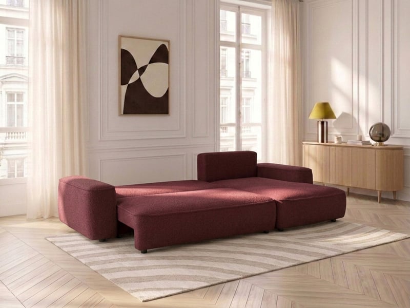  Bobochic canapé d'angle réversible convertible honore tissu chenille rouge HONORE - Conforama D