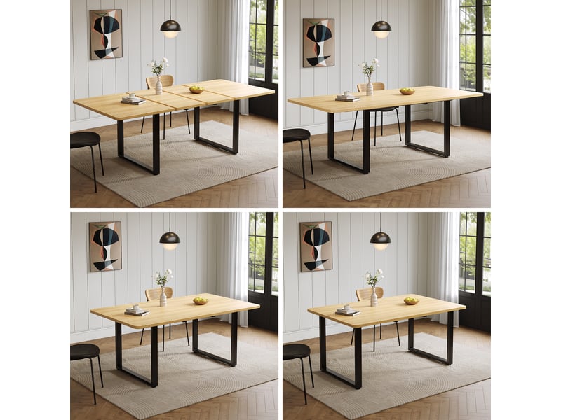  Table de salle à manger extensible (140180220 x 80 cm), pour 6 à 10 personnes, adaptée à la salle à manger ou à la cuisine – chêne  - Conforama B