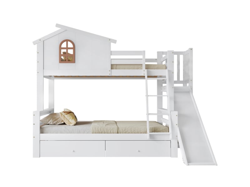  Lit superposé 120x200(90x200)cm coloris blanc pin lit enfant blanc - Conforama A