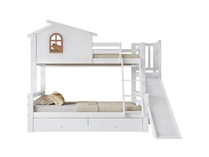 Lit superposé 120x200 cm <strong>MERAX</strong> <strong>lit enfant blanc</strong> coloris blanc