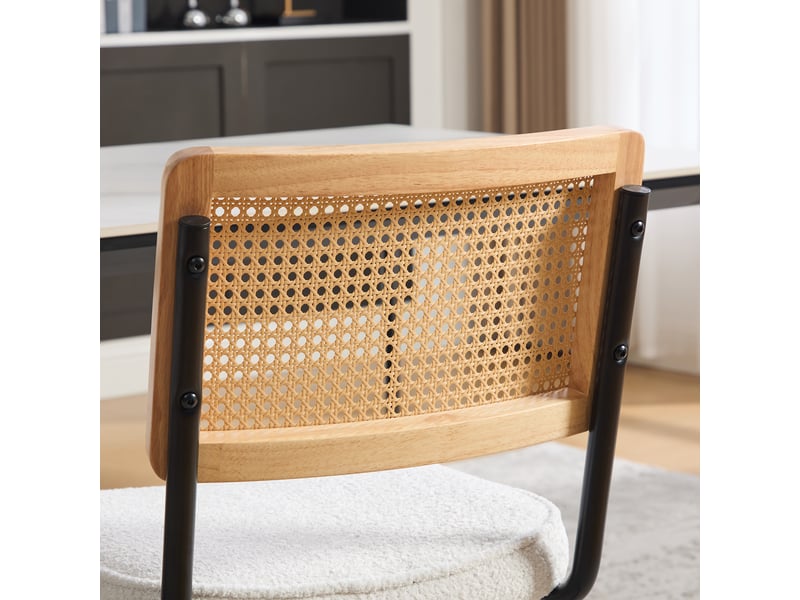  Chaise de salle à manger en tissu chenille et rotin synthétique, pieds en métal W5171P479838 - Conforama E