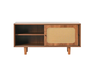 Ensemble buffet en rotin et meuble à chaussures, rangement couleur noyer pour salon