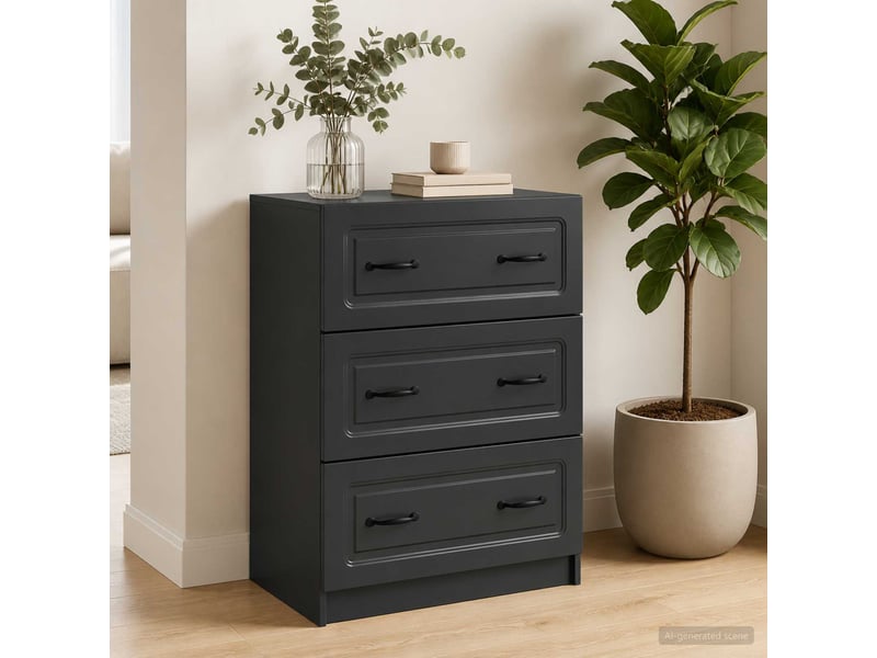  Armoire de rangement bureau, armoire à tiroirs 66 x 34,5 x 87 cm bois d'ingénierie noir  - Conforama D