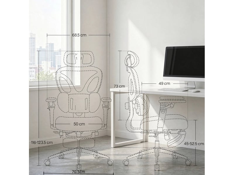  Fauteuil de bureau noir avec repose-pieds escamotable, appuie-tête et soutien lombaire réglables  - Conforama E