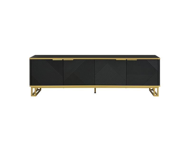  Meuble tv bas 160 x 37,5 x 48 cm – 4 portes – design géométrique moderne et rangement pratique  - Conforama A