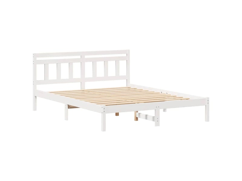  Lit double- lit adulte -  cadre de lit blanc 150 x 200 cm pin massif  - Conforama C