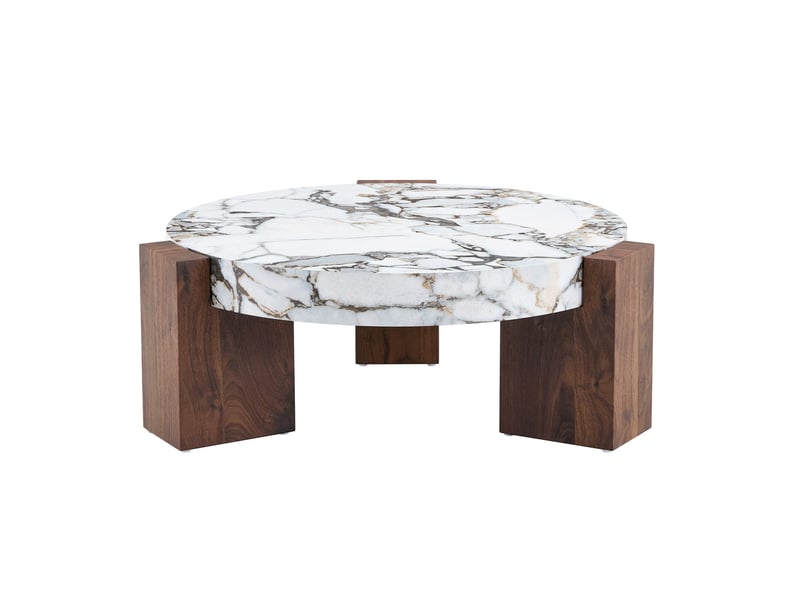  Ensemble de tables basses rondes 61 et 44 cm – blanc et décor bois – 2 pièces modulables pour salon  - Conforama A