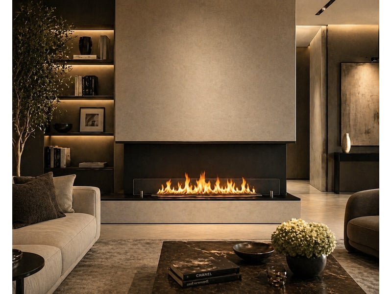  Giove 120 - cheminée bioéthanol encastrable à trois faces 120x50x30 cm avec brûleur en acier de 3 litres  - Conforama B