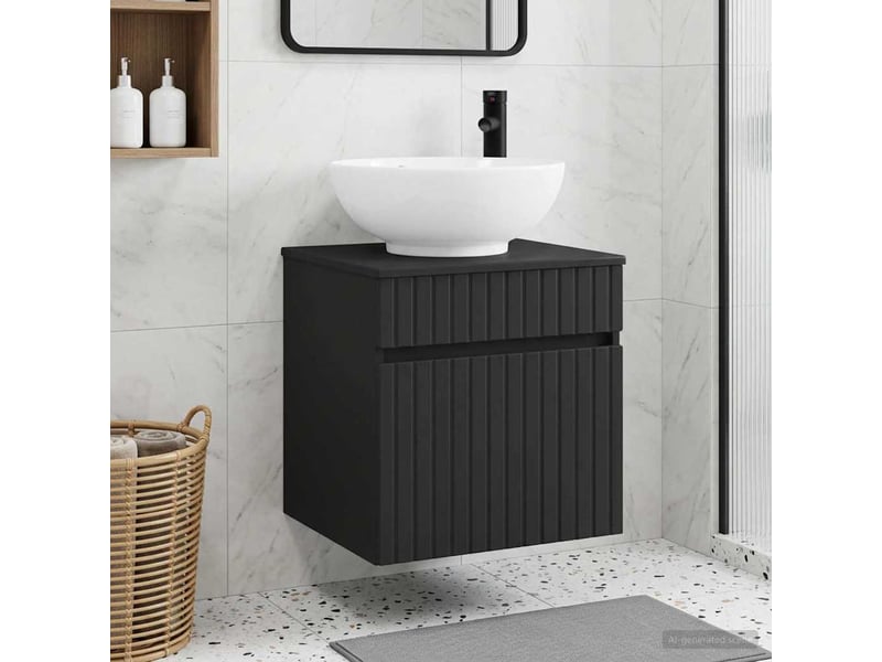 Meuble de lavabo mural, rangement salle de bain noir 49x44.5x66.5 cm - Conforama B