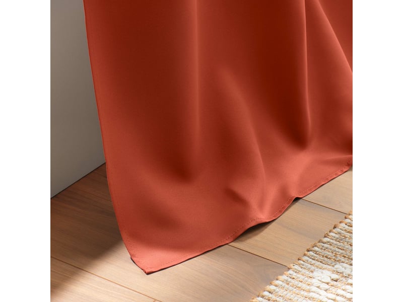  Lot de 2 rideaux à œillets grande hauteur 135 x 280 cm occultants unis occult terracotta  - Conforama C
