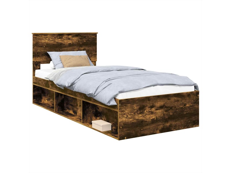  Lit simple- lit adulte -  cadre de lit chêne fumé 100 x 200 cm bois d'ingénierie  - Conforama A