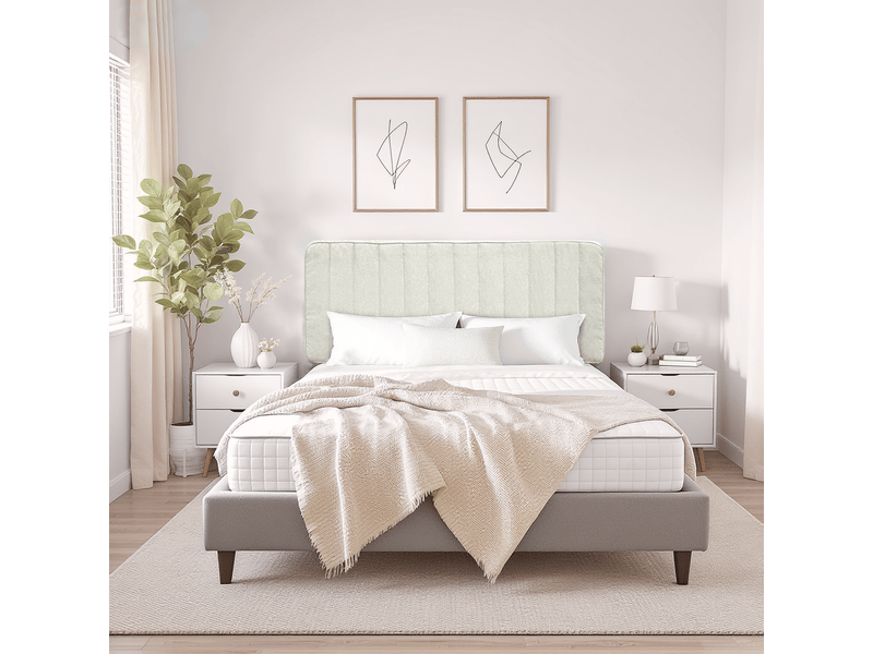  Tête de lit beige vercart 160x60 cm, épaisseur 10 cm, polyester, montage sur cadre de lit  - Conforama D