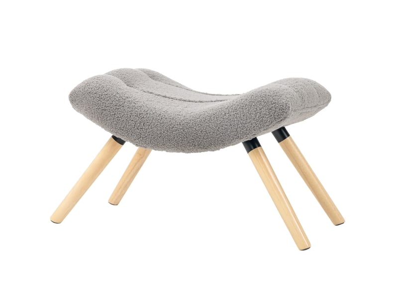  Tabouret, pouf avec tissu en berbère, tabouret de salon jusqu'à 120 kg, gris clair 67 x 45 x 38 cm  - Conforama A