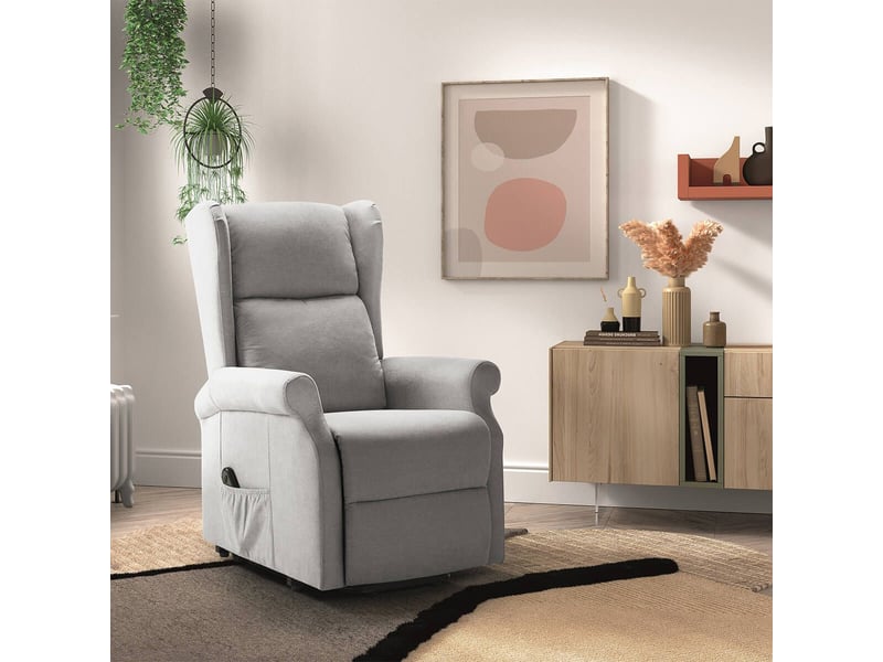  Fauteuil releveur relax électrique tissu waterproof gris clair - alcanti ALCANTI - Conforama B