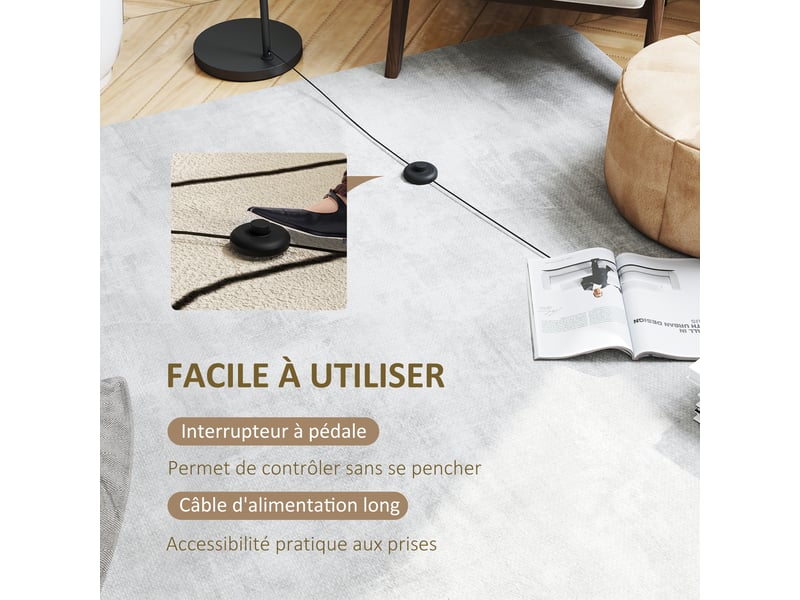  Lampadaire lampe à pied abat-jour en tissu de lin base ronde stable noir et blanc 47 x 37 x 153 cm  - Conforama E